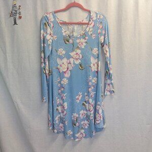 NWT Dearcase Size Small Blue Floral Tunic Dress